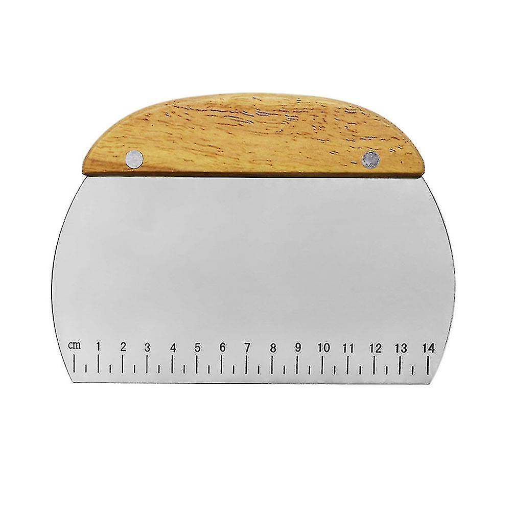 2pcs Dough Scraper Semicircle Spatula Wooden Handle Cake Cut Scraper Multipurpose Kitchen Spatula Ba