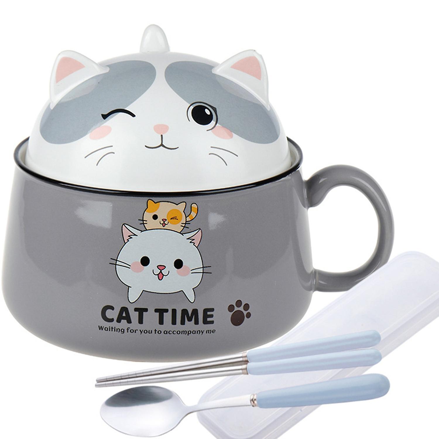 OuZhan 1 Set 1020ml Cereal Bowl Exquisite Pattern Adorable Appearance Large Capacity Heat-Resistant