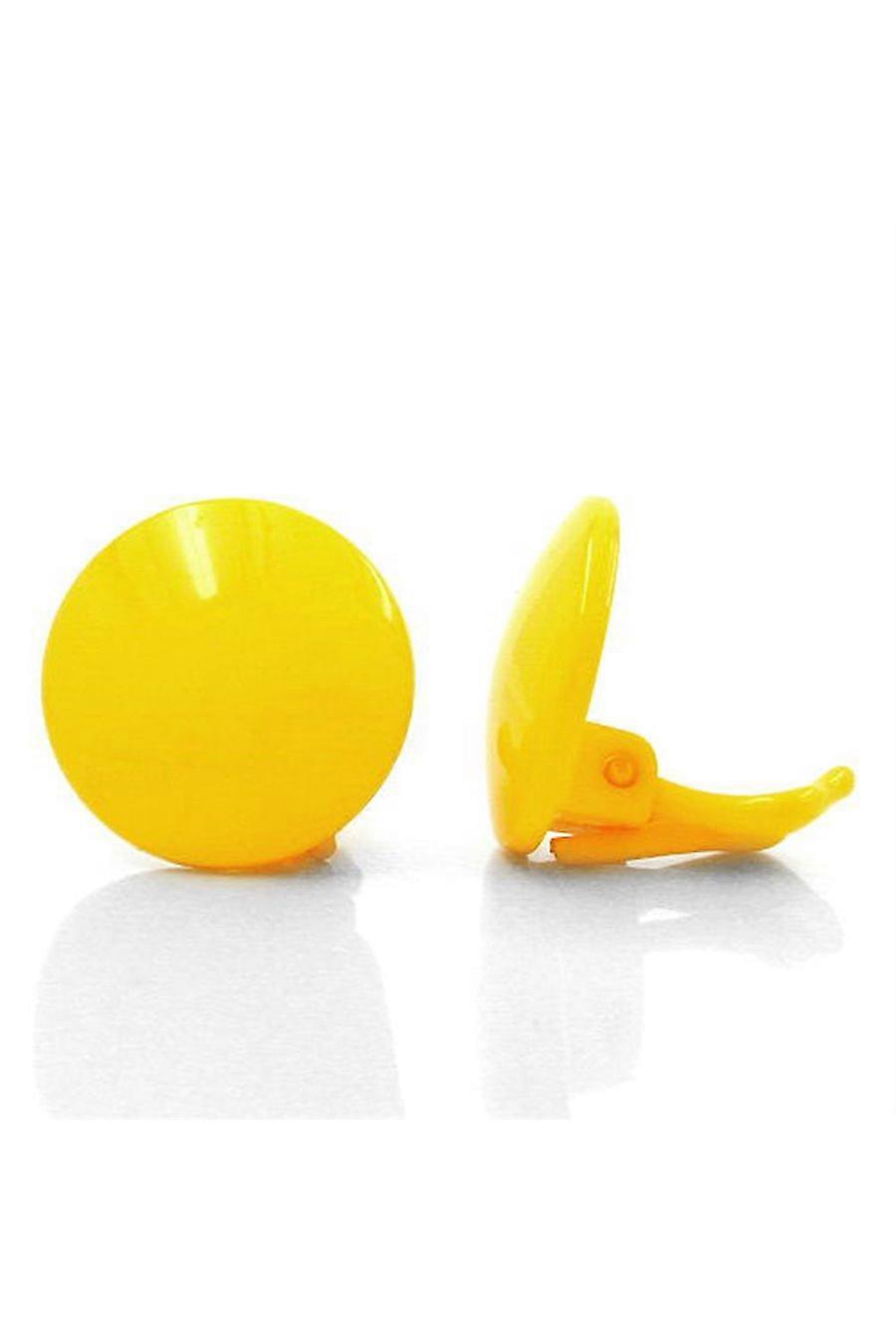 Clip-on Earring Round Yellow Plastic - Gl02745