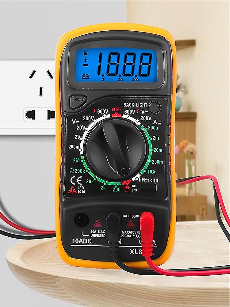 Digital Multimeter Portable AC Home Tool Test Line Ammeter Voltmeter Black Tester Meter Red ABS Yellow PVC LCD Backlight
