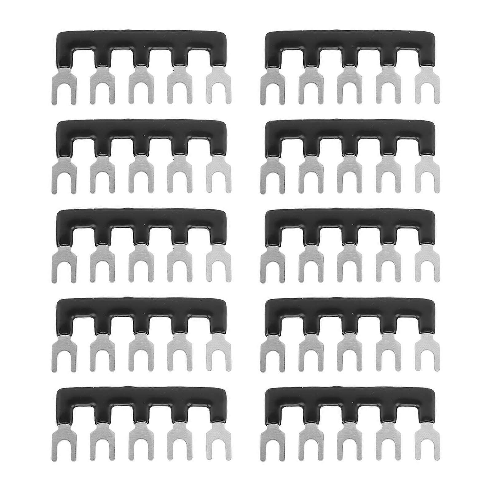 10Pcs Terminal Strip 400V 25A Red Copper Flame Retardant PVC Fork Type Terminal Blocks for Appliance Industry Power TB 2505(5 Positions)