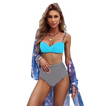 Veeki Women Two Piece High Waisted Bikini Set Swimsuits Push Up Halter Tummy Control Bottoms Bathing Suits,S