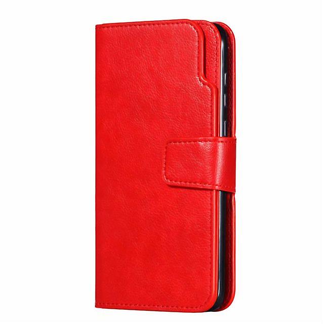 Multi-Pocket Leather Shell Case for Samsung Galaxy S8  / S8 Plus - Red