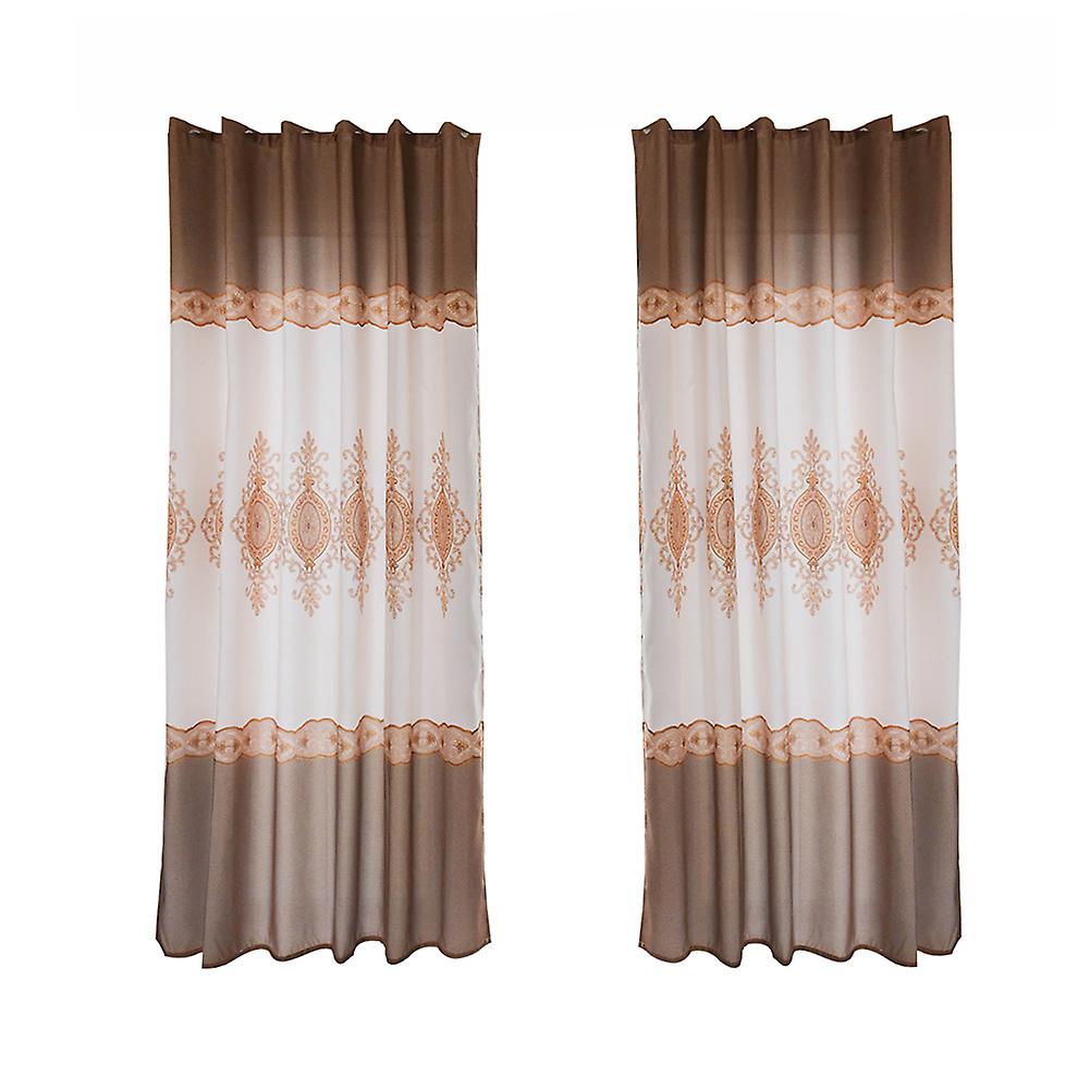 Polyester Blackout Window Curtain Blackout Drape Bedroom Living Room Decor (Brown)