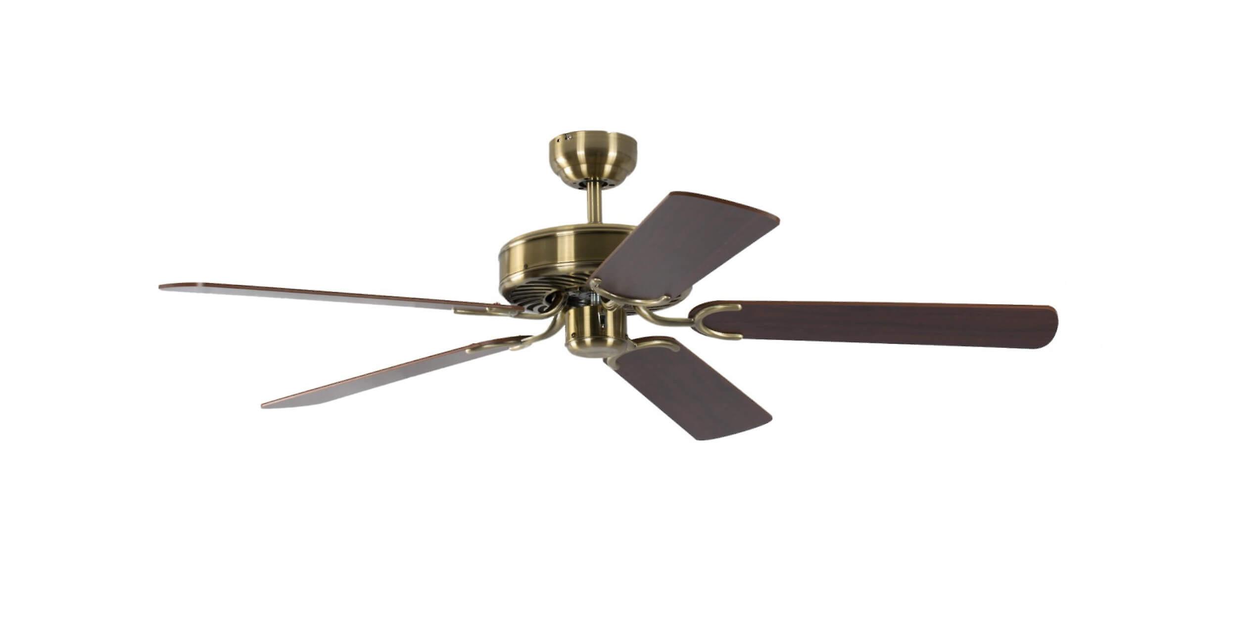 Deckenventilator Potkuri Messing antik / Walnuss