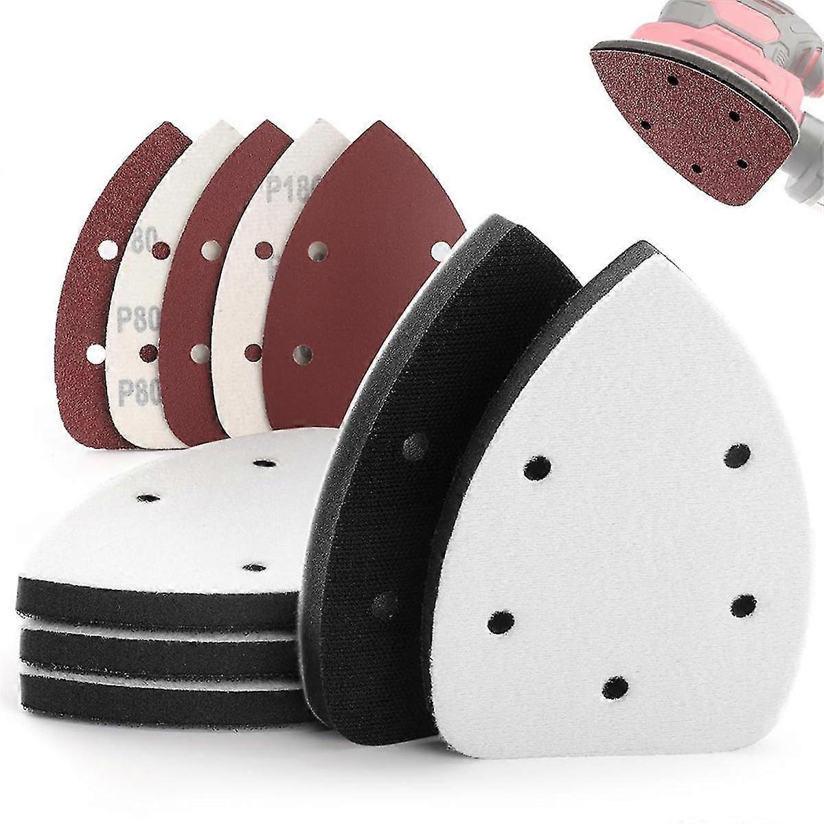 Confezione da 5 Mouse Interfaccia Pad Hook and Loop, Piastra di levigatura triangolare con 5 fori, Levigatrice per mouse S