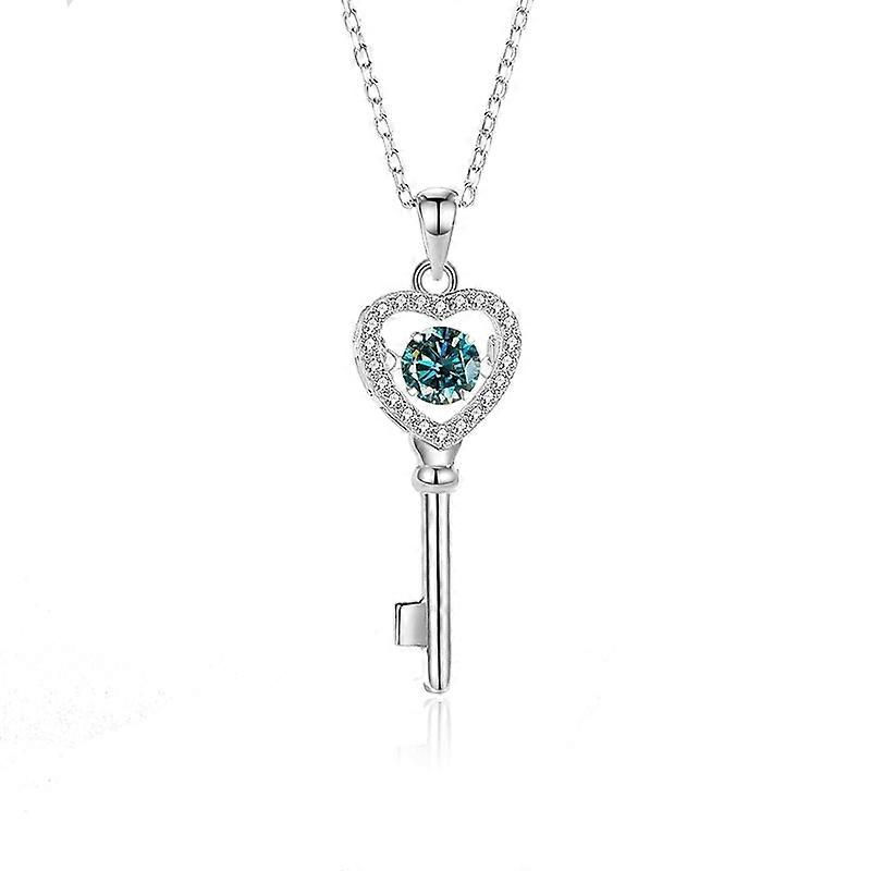 Necklace-Dancing Key Heart-Zircon 