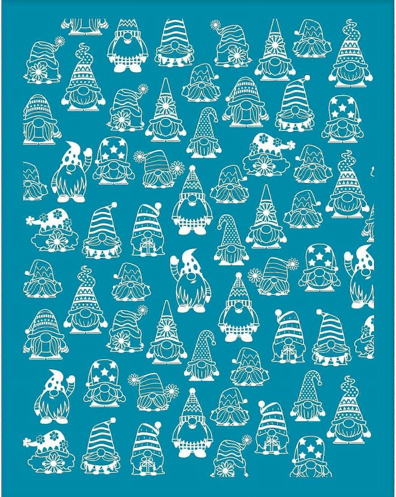 1pc Clay Stencils Gnome Pattern Silk Screen for Polymer Clay Dwarf Silk Screen Stencils Mesh Transfer Stencils