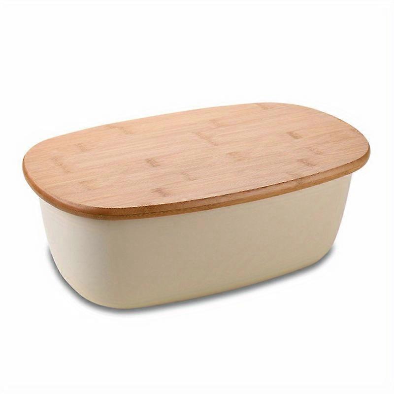 1pc, Premium White Bread Storage Container with Built-in Bamboo Cutting Board - Durable, Reusable Kitchen Storage for Bread, Pastries, Snacks, and Mor