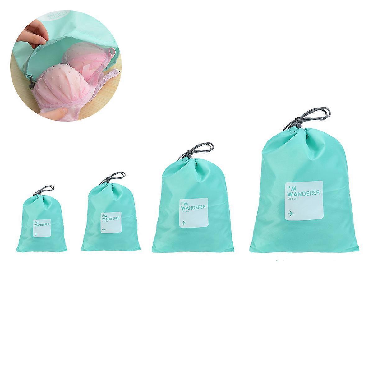 A Set of 4pcs Universal Outdoor Travel Waterproof Nylon Drawstring Storage Bags Pouches Organizers in Different Sizes (Sky-blue)