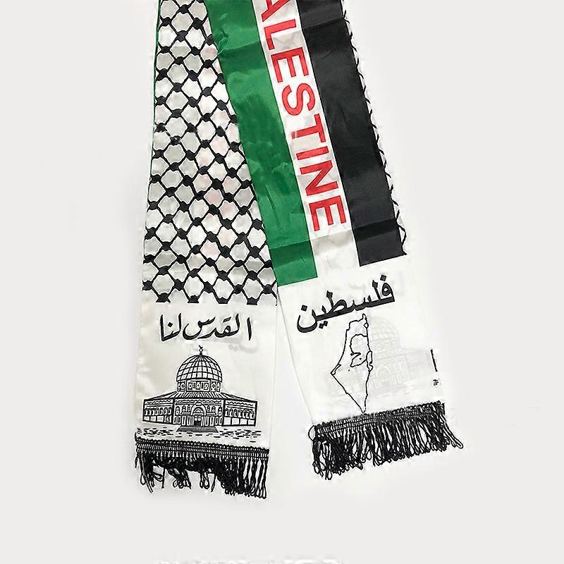 Aerlxemrbrae Palestina Pavilion Custom eșarfă Palestina Ziua Națională 14 * 130cm eșarfă de imprimare Satin palestinian Pavilion eșarfă