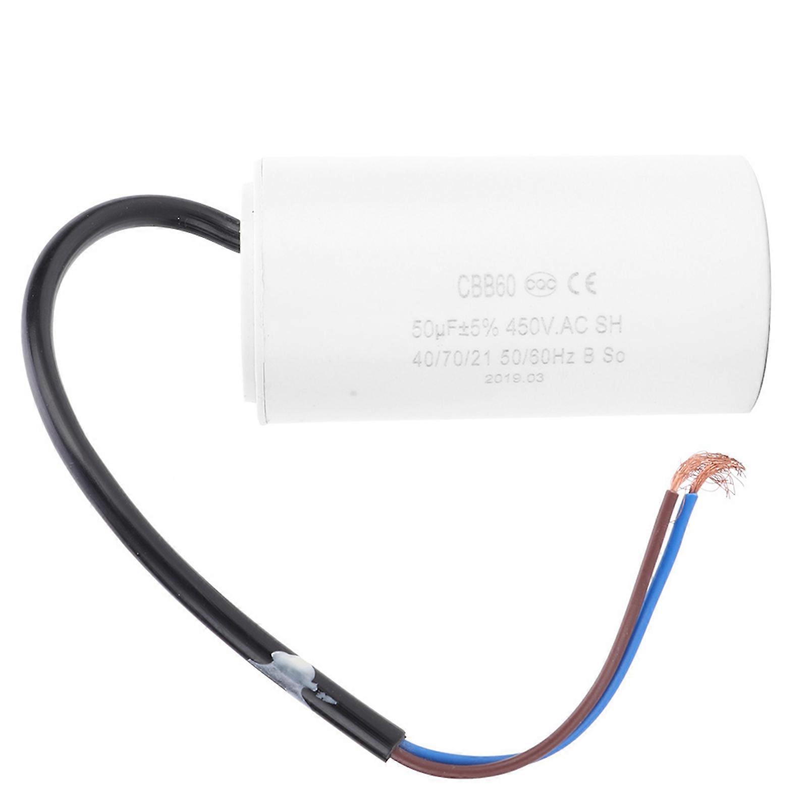 CBB60 Motor Starting Capacitor 450V 50uF Microfarad Capacitor Wire Lead
