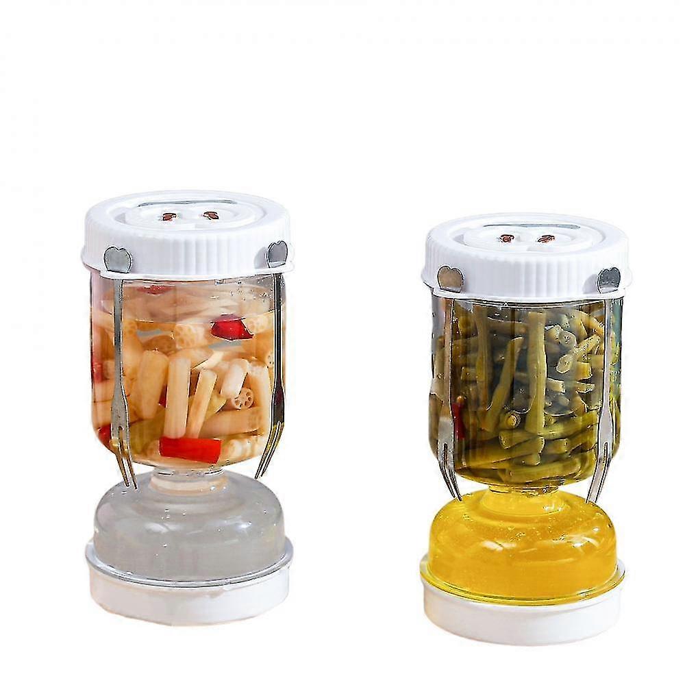 Pickle jar, pickles and olives hourglass jar pickle juice wet and dry separator hourglass pickle jar with two forks pickle jar for airtight food stora