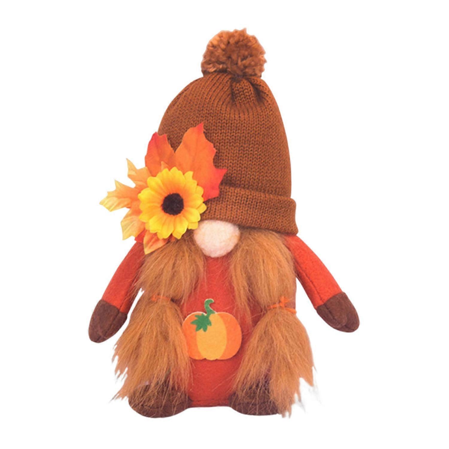 1/2Pcs Halloween Gnome Doll Decoration Handmade Maple Leaf Pumpkin Plush Faceless Elf Dwarf Fall