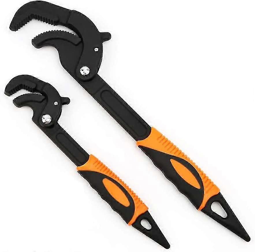 2 Pcs Multi-Function Universal Wrench Set Self Adjusting Spanner Quick Power Grip Pipe Wrench for Auto Repair