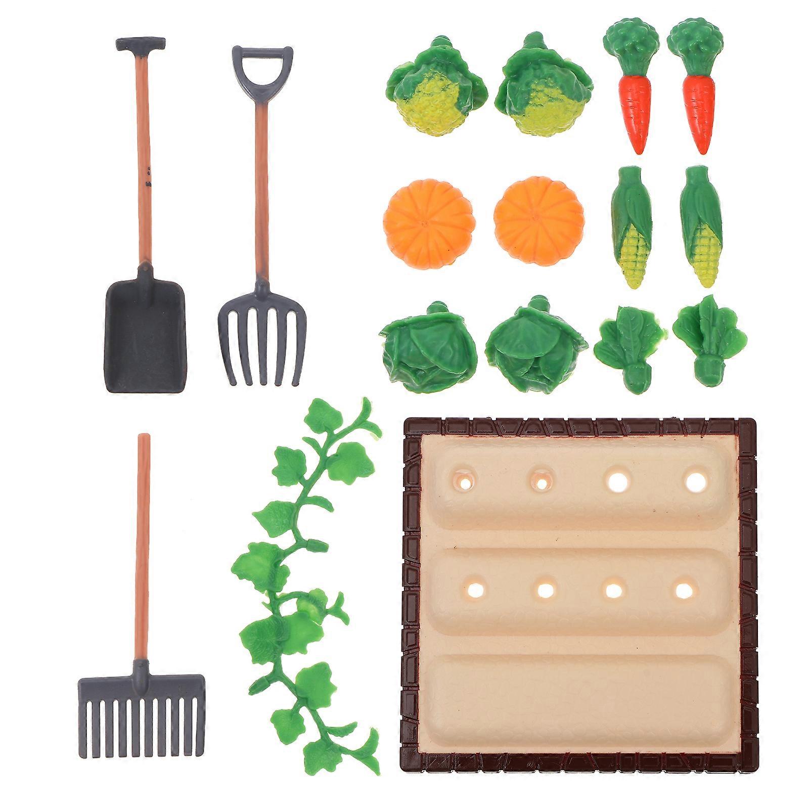 1 Set Mini Landscape Models Vegetable Field Scene Model Mini Farm Tool Models