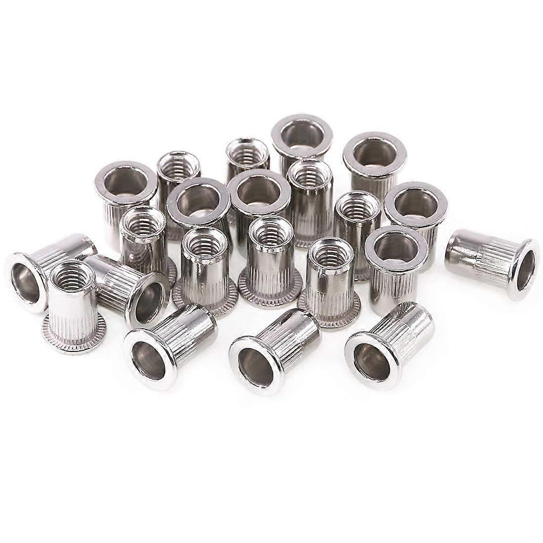 50Pcs 304 Stainless Steel Metric Rivet Nut, Flat Head Threaded Insert Nutsert Kit - M10