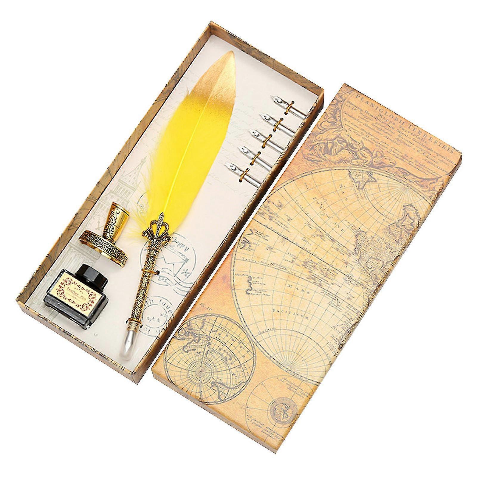 Kalligrafie Feather Dip Met 5 Nib Quill Pen Schrijven Inkt Set Gift Box Bruiloft Vulpen