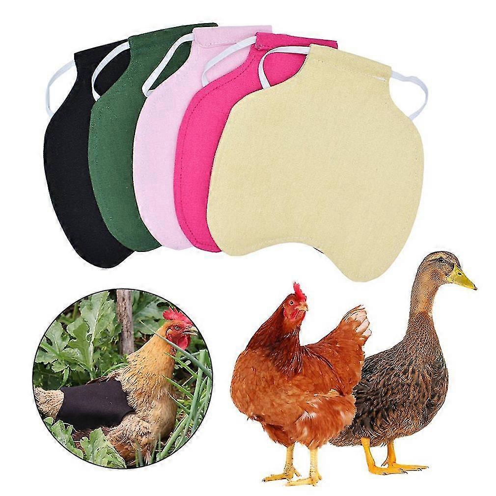Confezione da 5 Polla Sella Hen Grembiule Feather Fixer Wing Back Protector Hen Grembiule con cinghie elastiche per galline medie di piccole dimensioni
