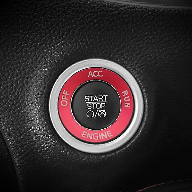 Engine Start Stop Button Knob Cover + Ring Trim Accessories for 2015-2020 Charger ((Red))