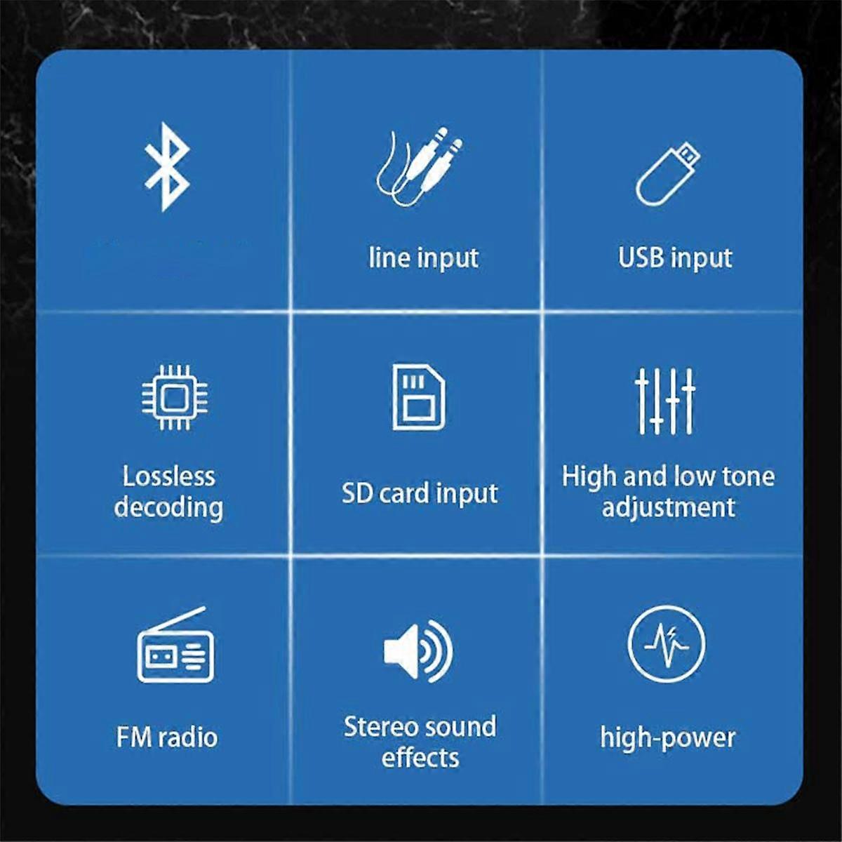 4.0-Kanal-Neuwagenverstärker, Bluetooth-Verstärker, USB-Karte, Subwoofer, Heim-Autoverstärker (Adapter im Lieferumfang enthalten), EU-Stecker