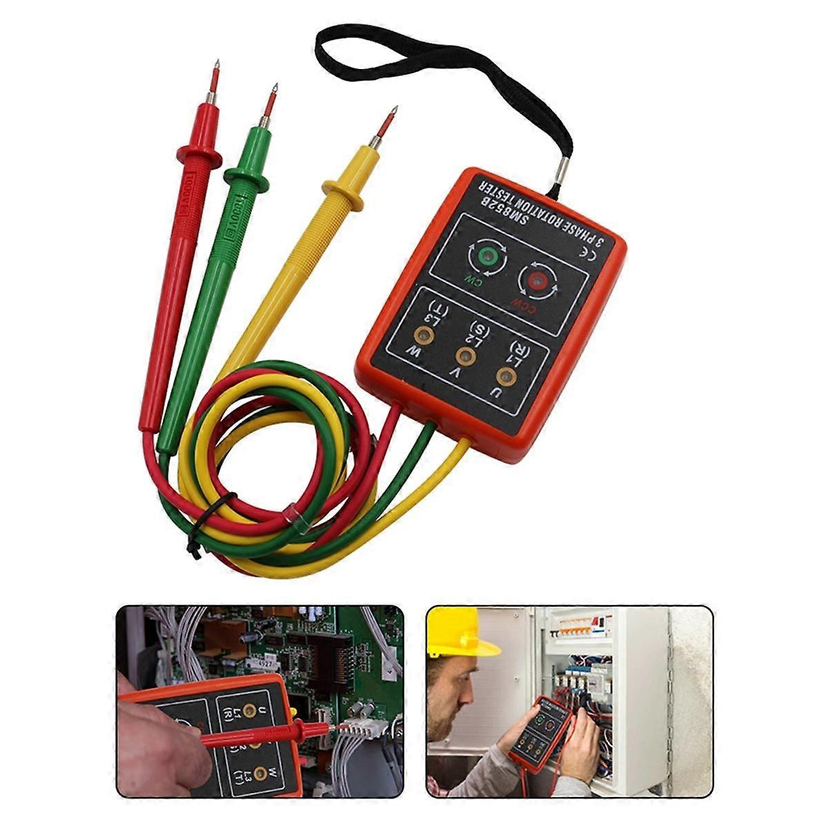 60V-600V AC Three Phase Rotation Indicator Meter Phase Sequence Tester ...
