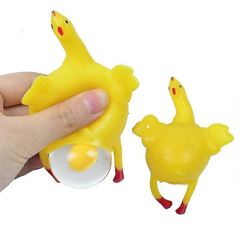 Laying Hen Decompression Funny Squeeze Vent Toy Chicken Soft Anti-stress Trick Toys 3 Pieces Yellow