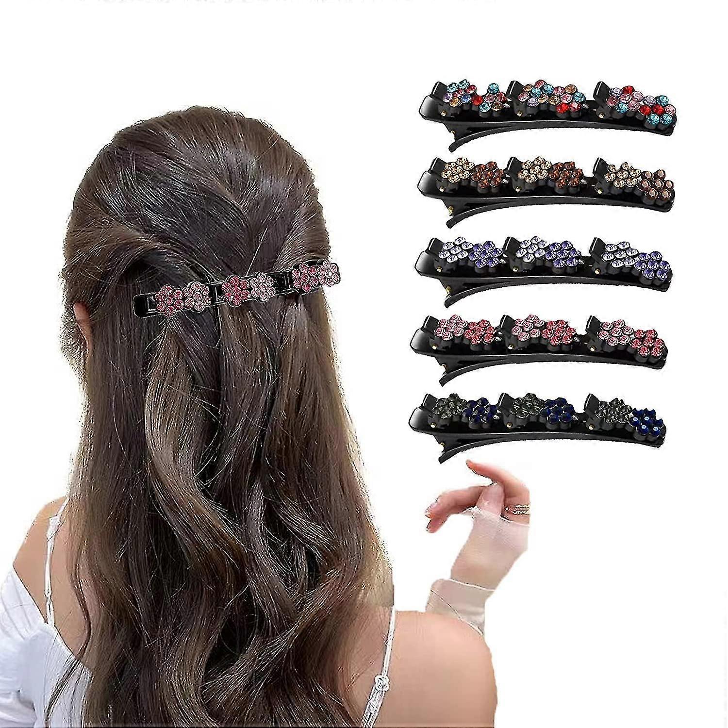 Hiusklipsit, kimaltelevat kristallikivipunotut hiusklipsit, 4 kpl, hiusklipsit naisille, hiusklipsit tytöille, satiinikangashiusnauhat, strassihiukset cl