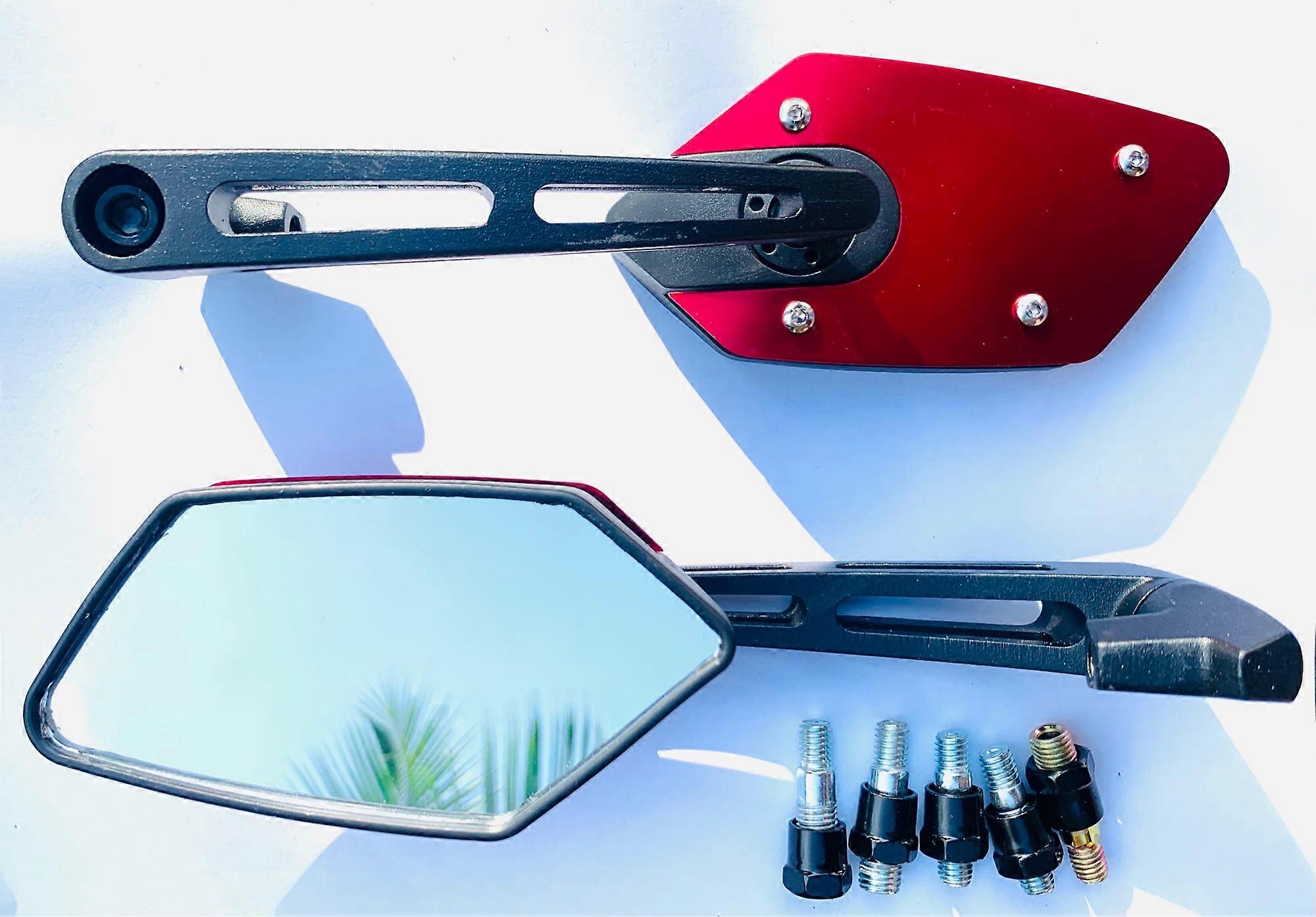 Universal Metal arm side mirror 2 pcs for all bikes Red Colour
