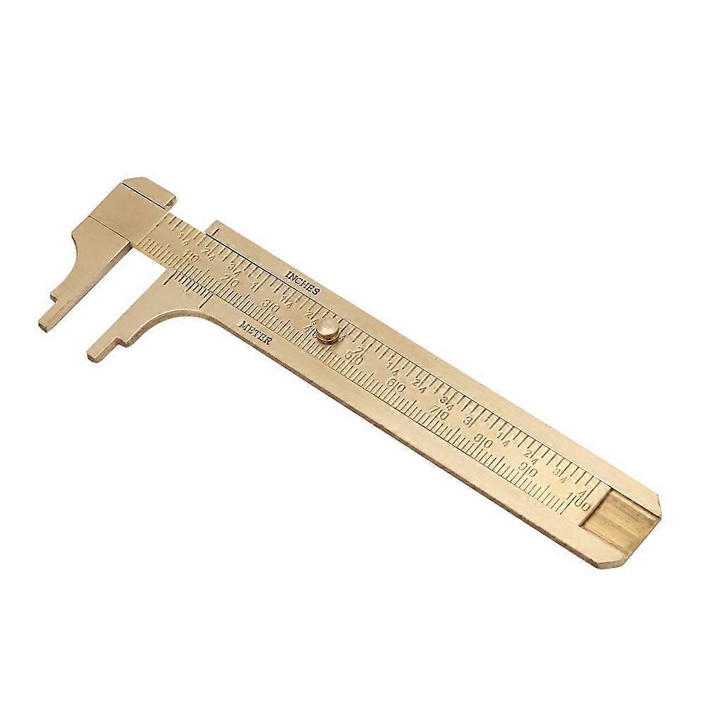 ZK-Brass Vernier Caliper Caliper Ruler Measuring Tool Mini Pocket Ruler Dual Scale mm/inch (100mm)