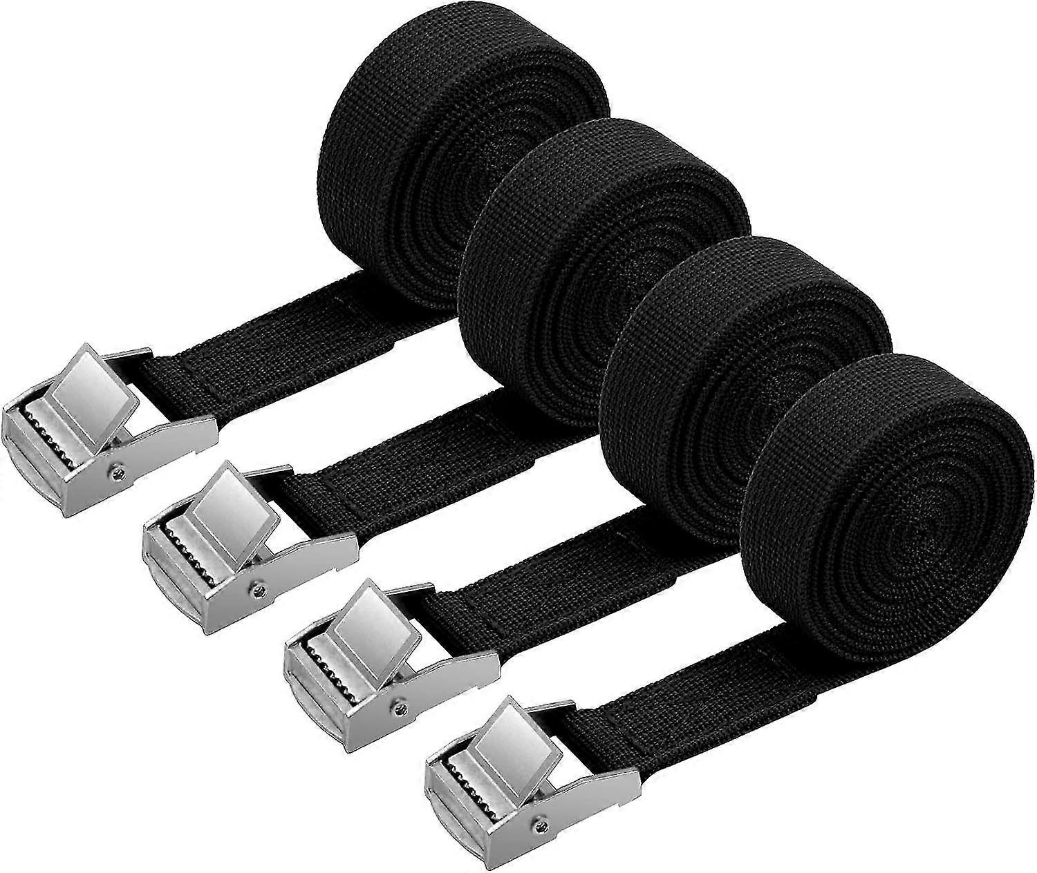 4pcs λουράκι πρόσδεσης, εξάρτηση στερέωσης 2m X 20mm με τη σφίξιμο πόρπη λουριών, για μοτοσικλέτα, αυτοκίνητο, φορέα ποδηλάτων, τραβώντας δύναμη: 500 kg/piece (μαύρος)