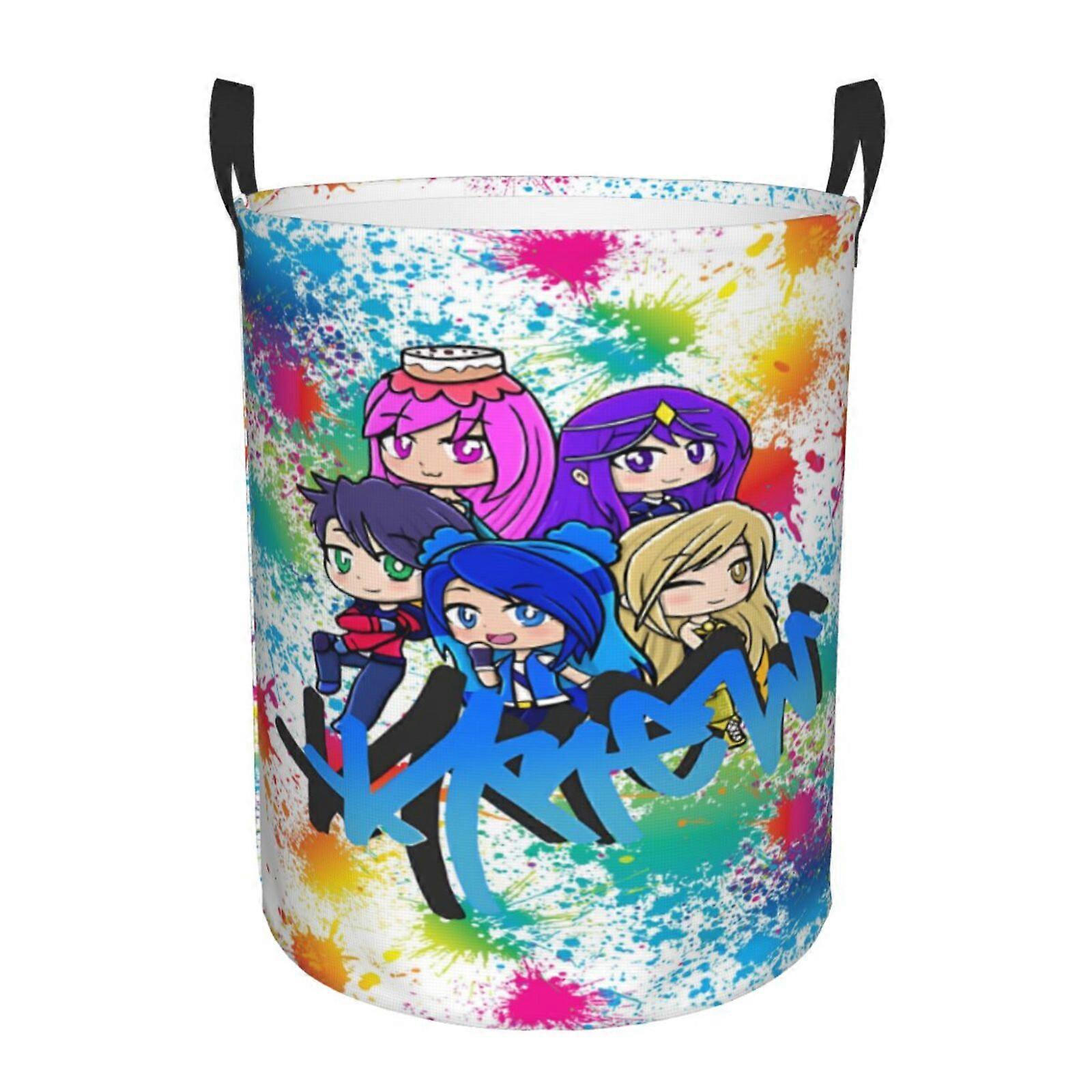 Itsfunneh Krew 3d Graphic Flame Laundry Cesta de ropa Fire Flame Storage Cesta con asa-SYS27838