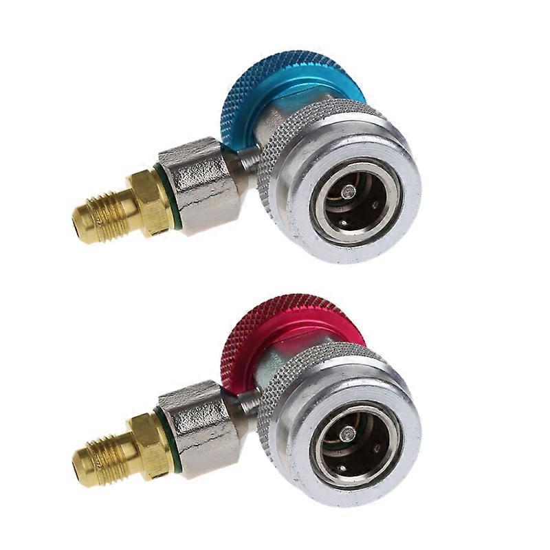 2Pcs Car Auto Freon R134A Quick Coupler Adapters Air Conditioning Refrigerant Adjustable A/C Manifo