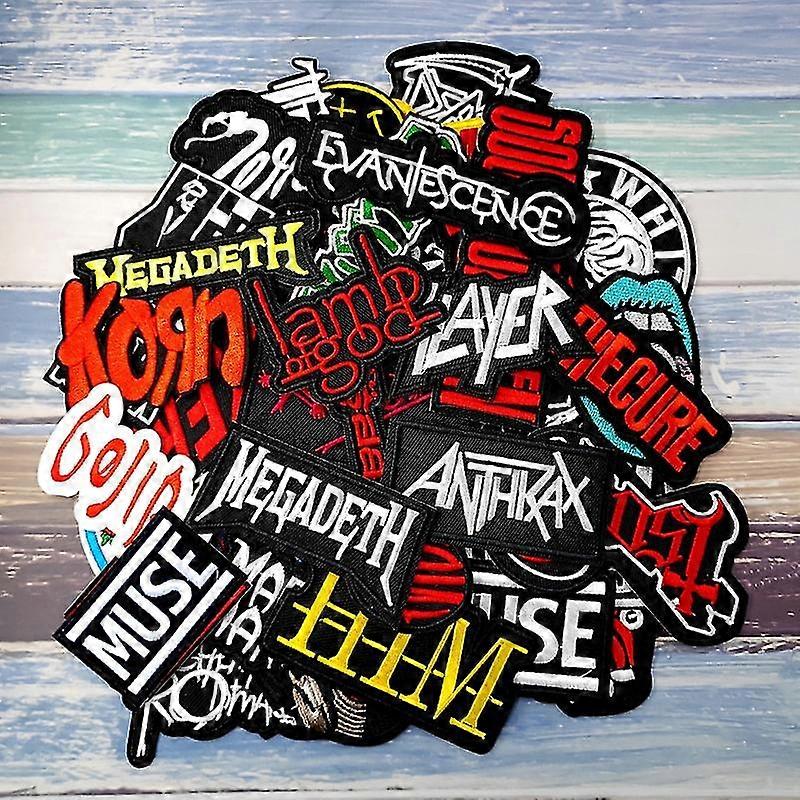Συγκρότημα Rock Parche Μουσική Μπαλώματα Σιδήρου-on Κονκάρδες Ρίγες Κεντημένα Applique Ρούχα Αυτοκόλλητα Aa010