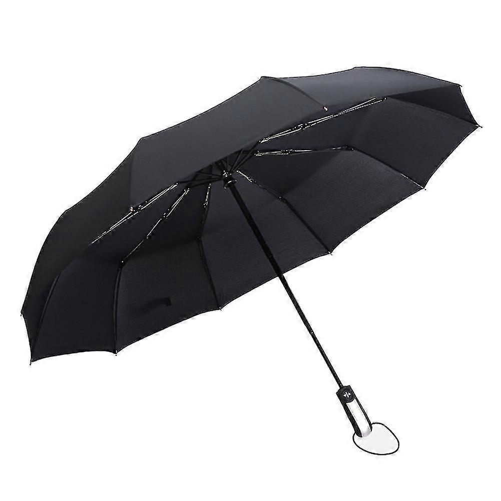 Wind Resistant Folding Automatic Umbrella Rain Big Rain Parasol Umbrella Black