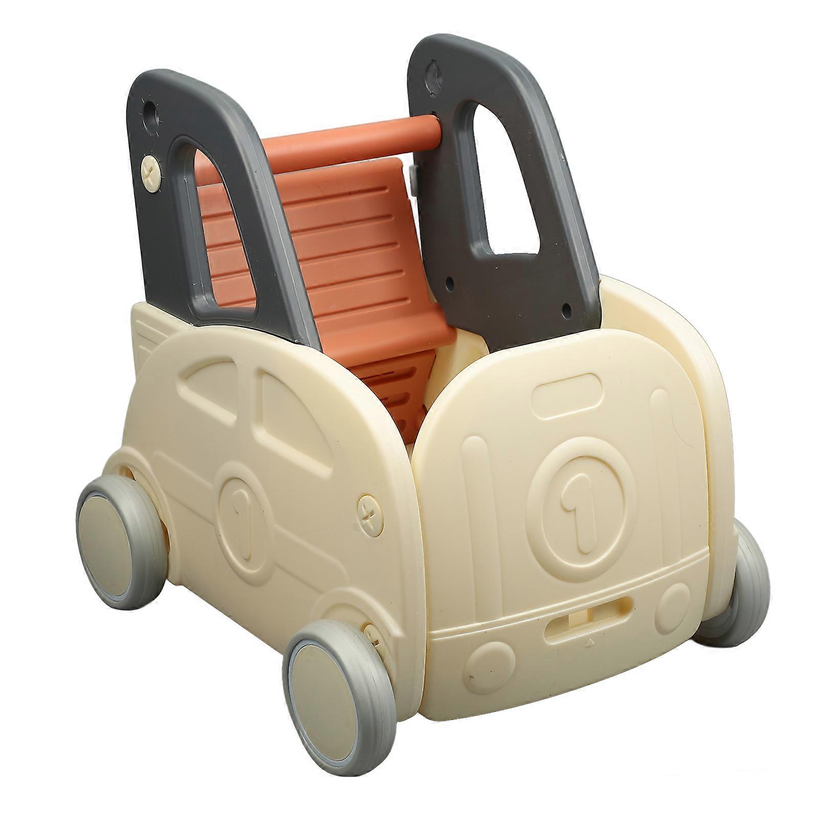 Baby Push Walker Empêche l’arc Les jambes Bac de rangement Poignées amovibles Roues silencieuses 4 modes Toddler Learning Walker Jaune
