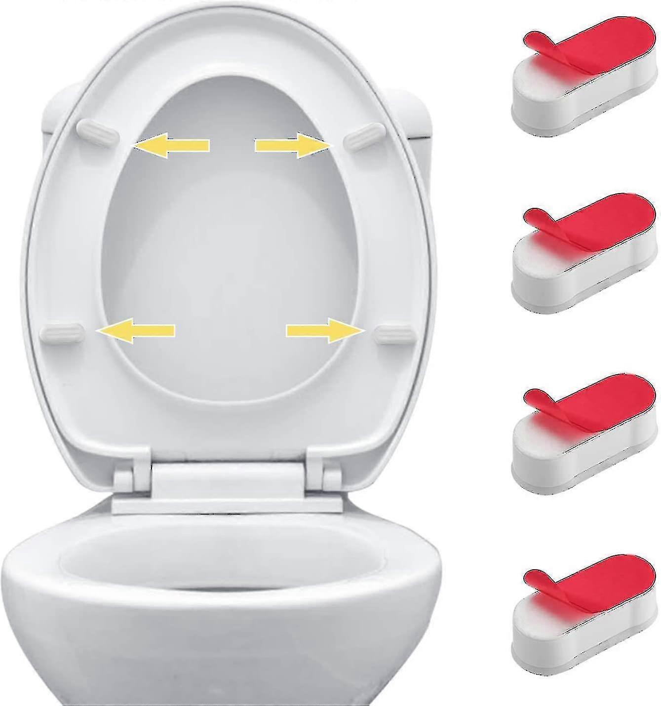 Universal WC Seat Bumper Kit - 4er Pack WC Sitzstoßstange zur Verwendung mit Bidet, Deckel; Feature Klebepads, massiv, oval, weiß