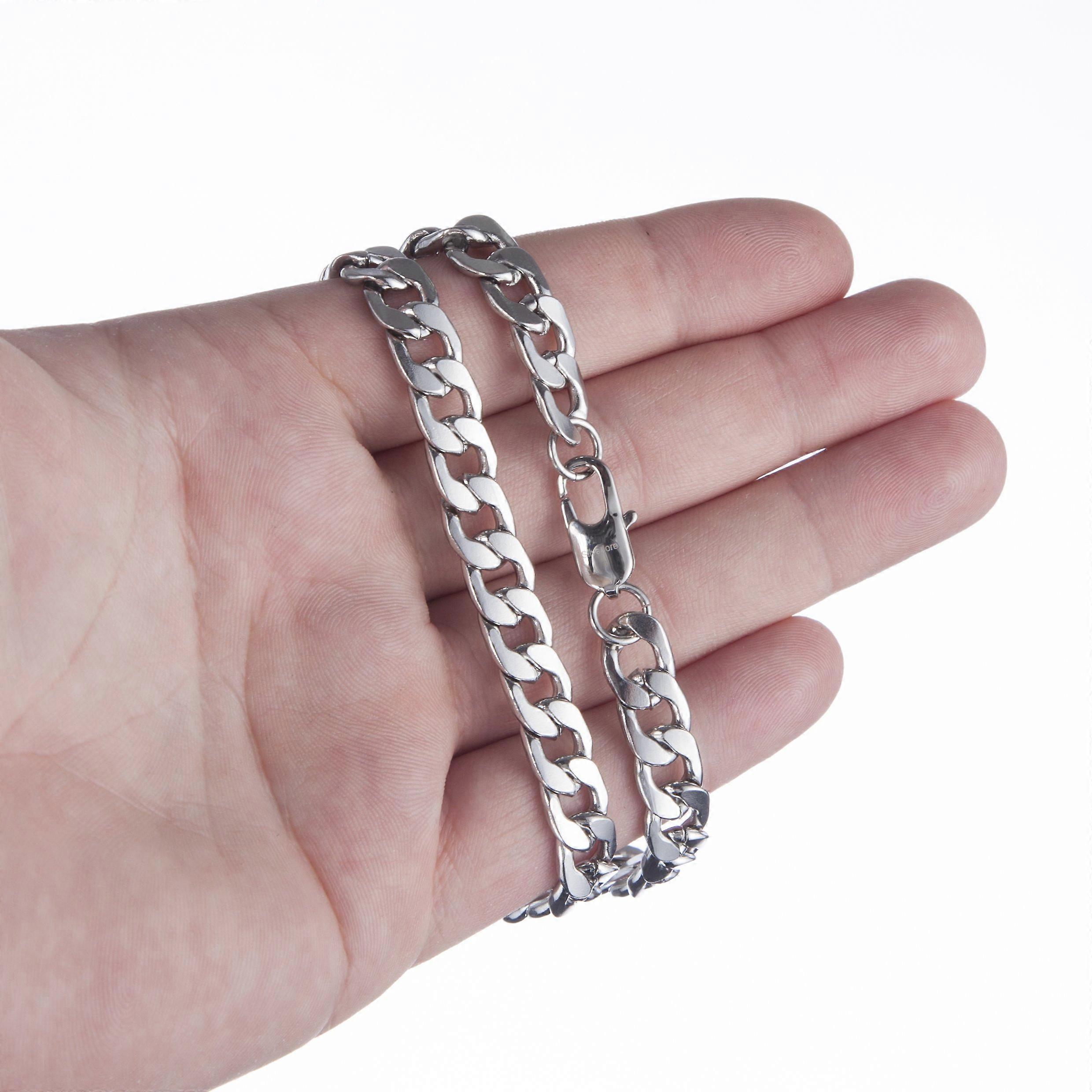 Aretas 3/4/5/6 mm roestvrij stalen zilveren halsketting pantserketting heren ketting Cubaanse zilveren ketting sieraden cadeau Cubaanse ketting ketting voor mannen jongens hem 40/45/50/55 cm, 50 cm