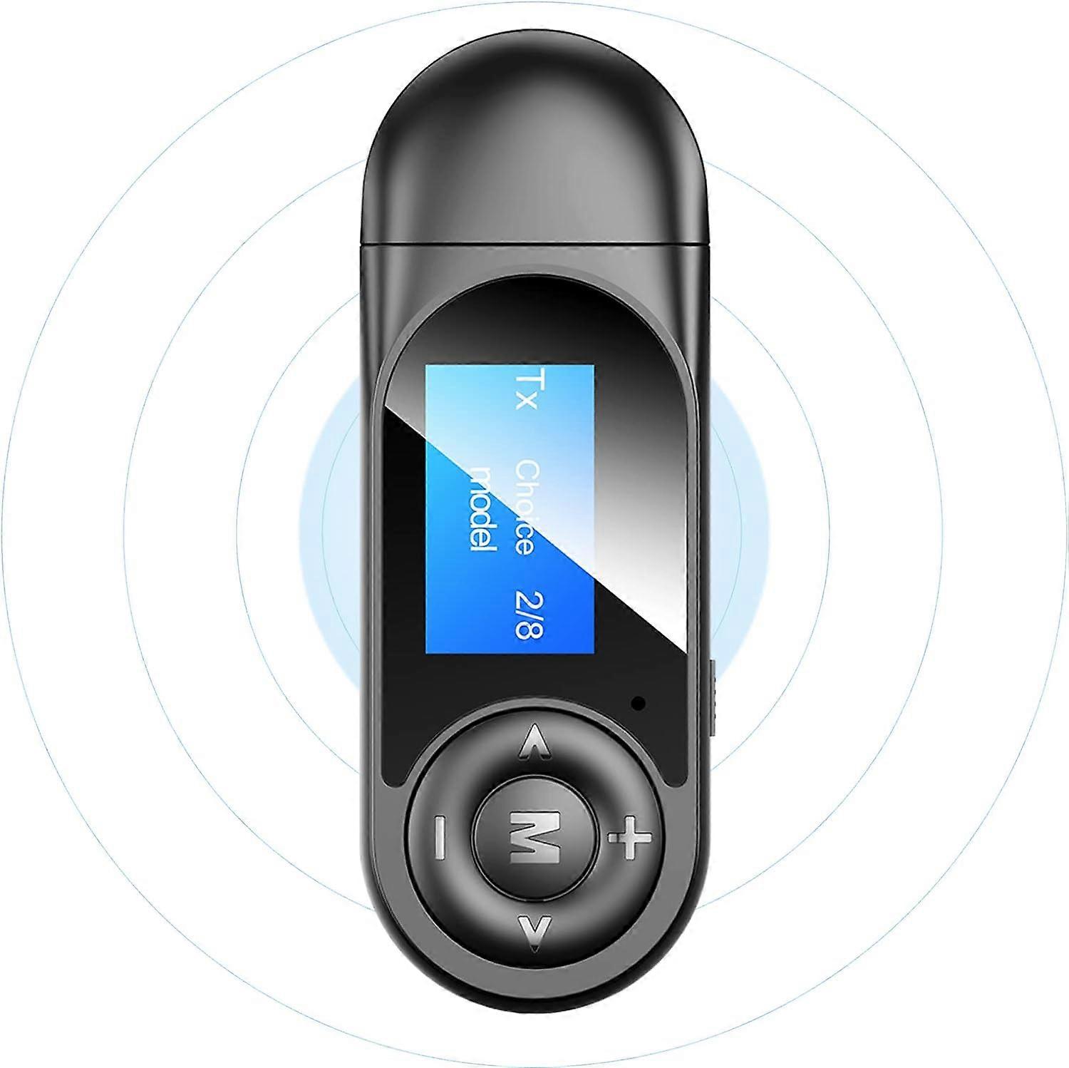 Bluetooth 5.0 Transmitter and Receiver, 2-in-1 Bluetooth Audio Adapter with Visible LCD Display, Stereo System