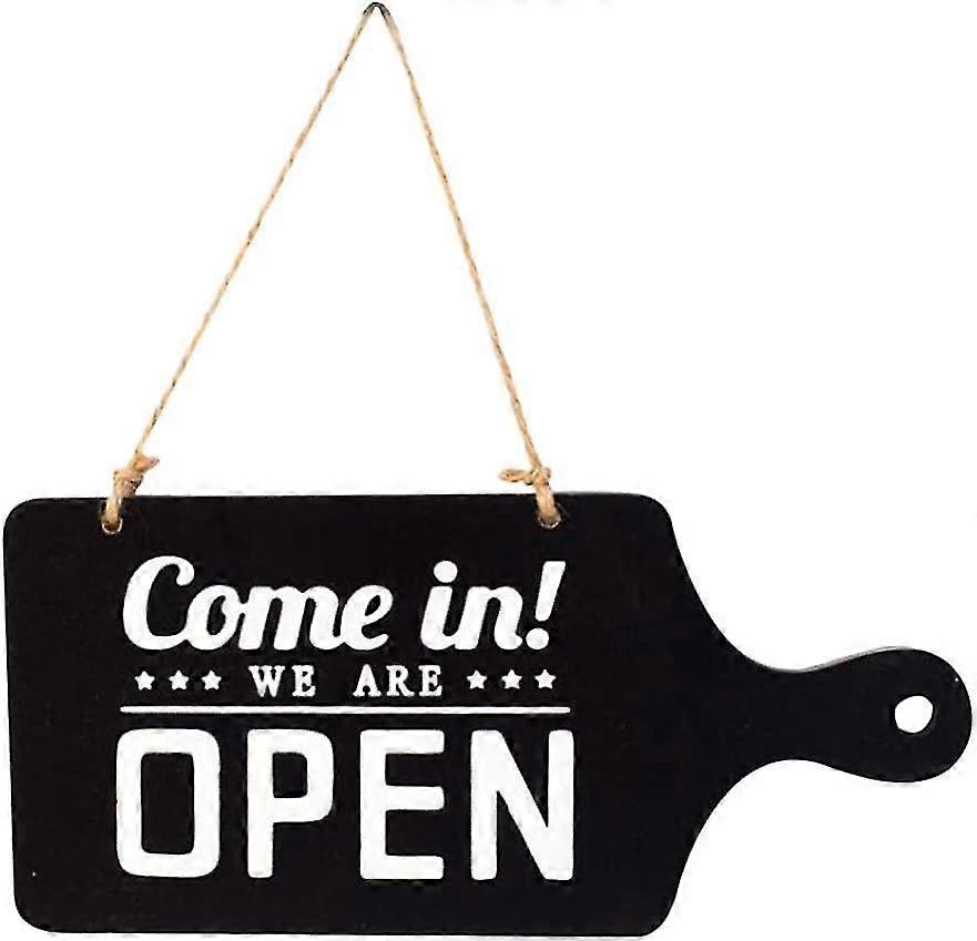Wooden Open Closed Sign Vintage Two Sided Open And Closed Sign With Rope For Hanging In Bar Store Coffee Shop, Black1pcs)