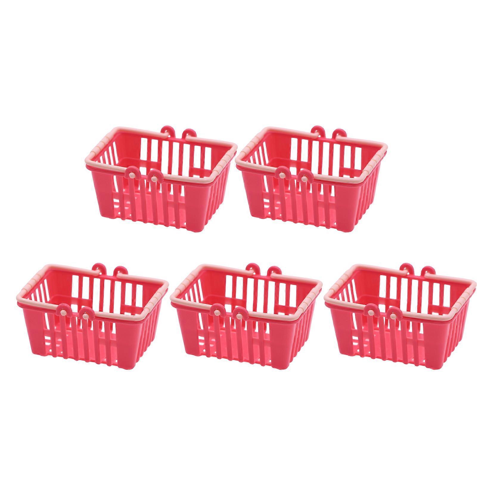 5Pcs Miniature Shopping Basket Exquisite Workmanship Dollhouse Supermarket Scenes Storage Basket for Dollhouse Decor