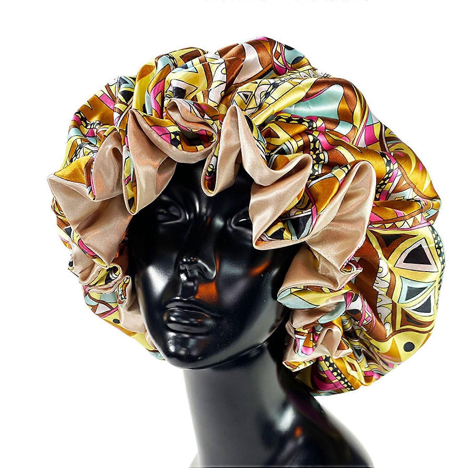 Gul trykt nightcap hårpleiehette