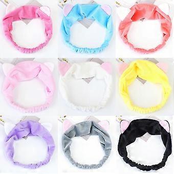 6x Elastic Cute Cat Ear Face Wash Makeup Bath Spa Shower Hair Bands