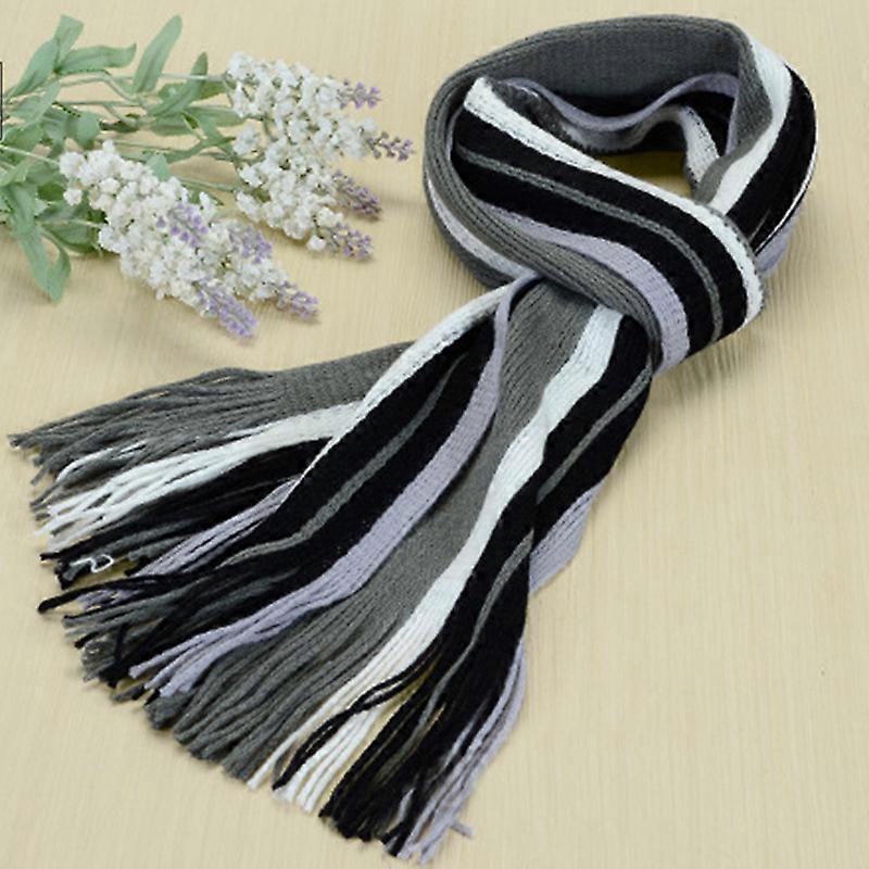 Men Ladies Scarf Warm Soft Striped Tassel Shawl Neck Wrap Stole