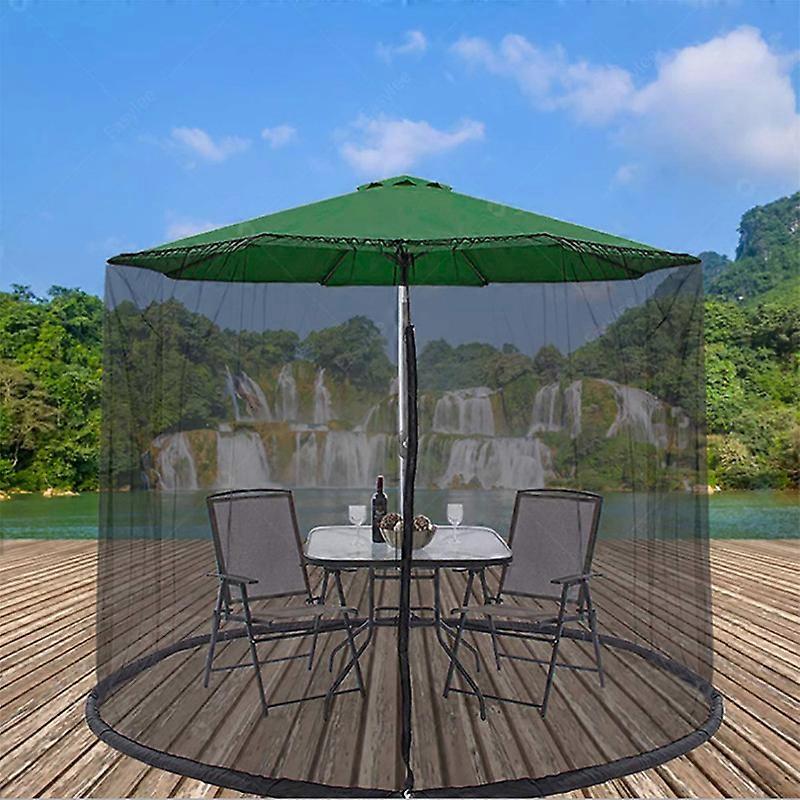 EVAGO EVAGO Patio Mosquito Netting for 8-10ft Table Umbrella, Zippered Garden Umbrella Mesh Enclosure Cover with Water Tube at Base, Polyester Mesh Ne