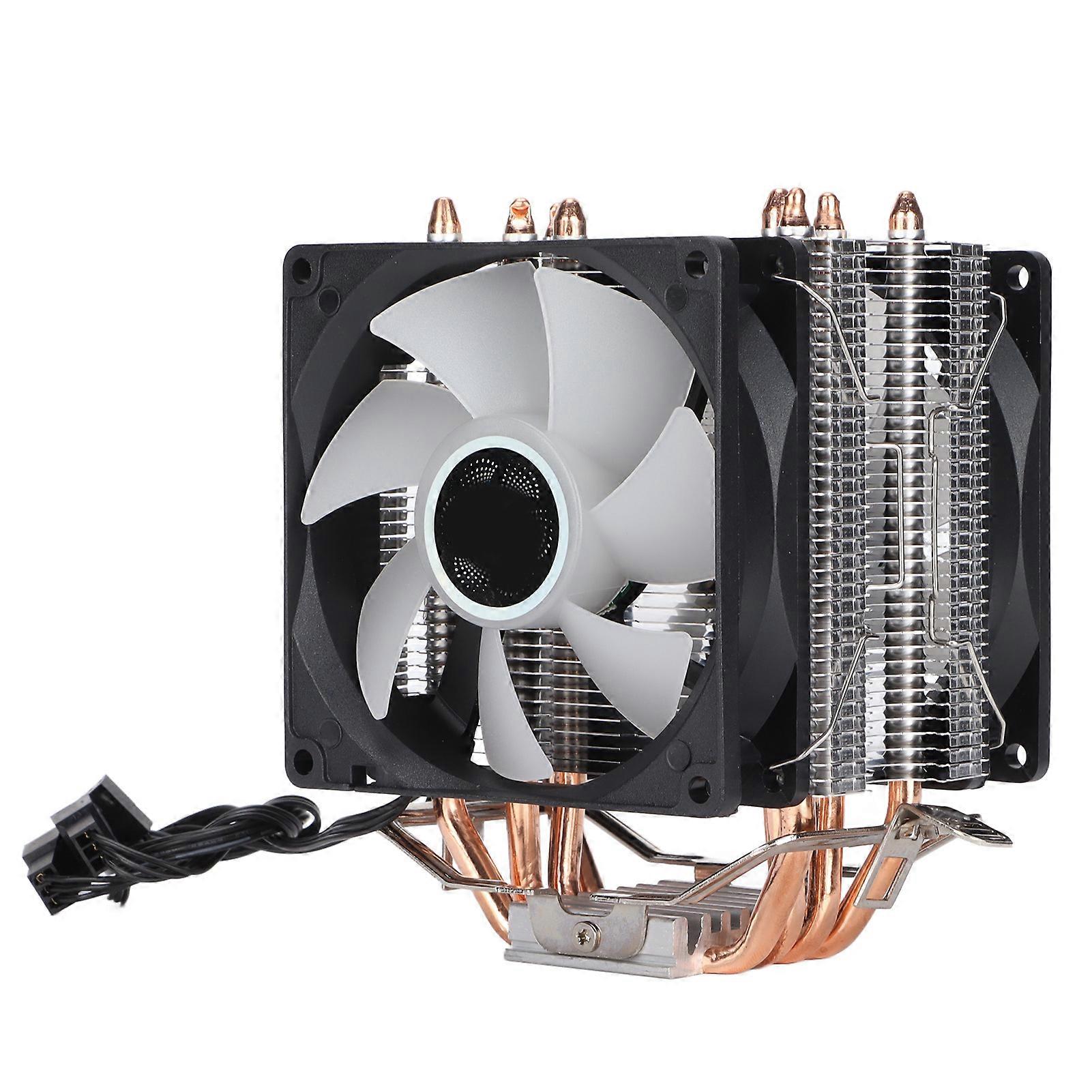 Computer-CPU-Lüfter RGB 90 mm 3-polig 4 Heatpipes Geräuschloser Betrieb Plug-and-Play-CPU-LüfterDual-Lüfter