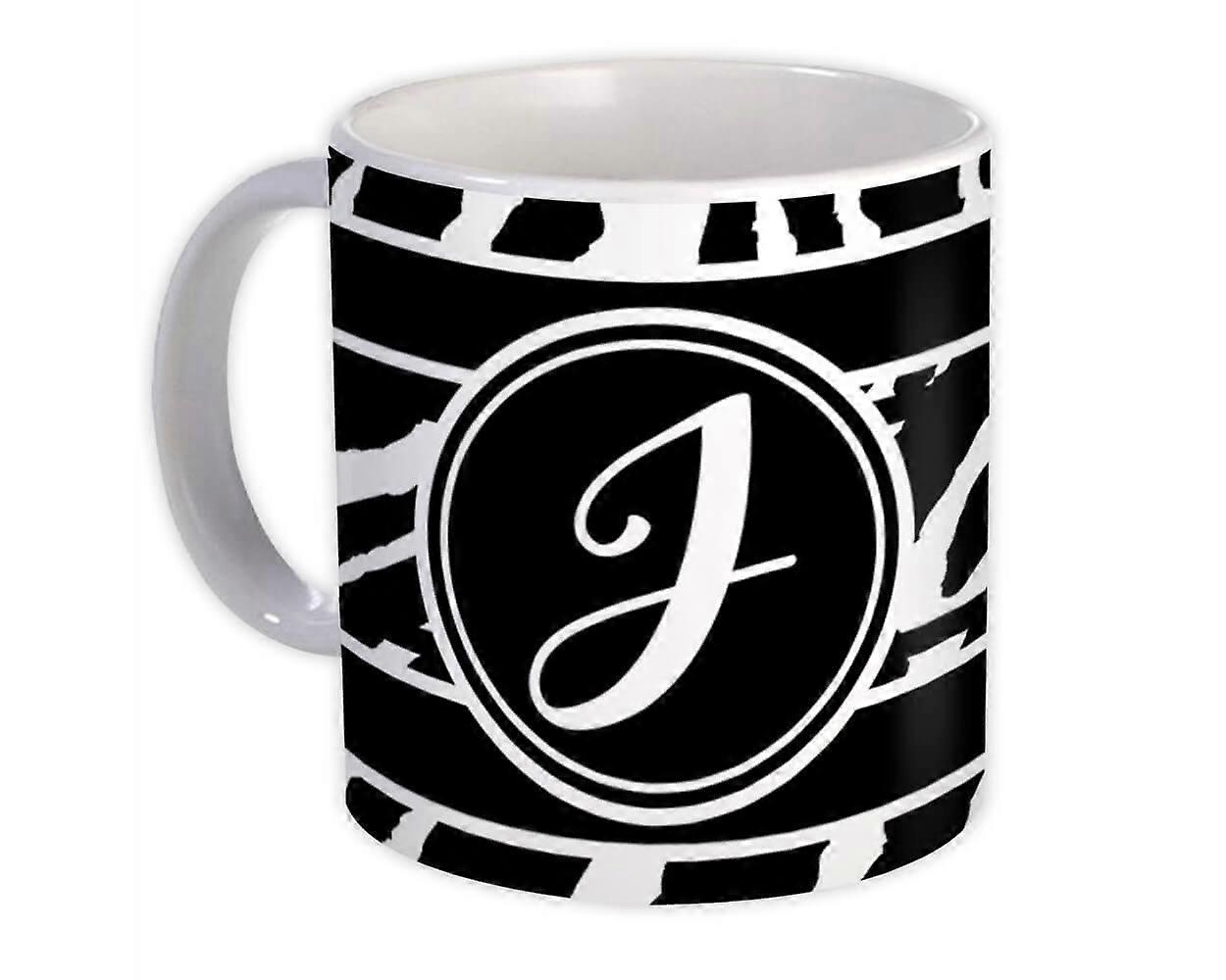 Hediye Kupa: Monogram Harf J Zebra