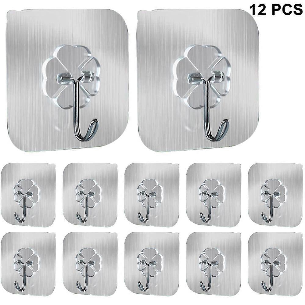 12-Pack Adhesive Wall Hooks Heavy Duty Studless Grappling Hooks