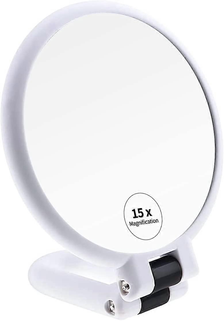 15x Magnifying Handheld Mirror - Double Sided Makeup Mirror with Stand