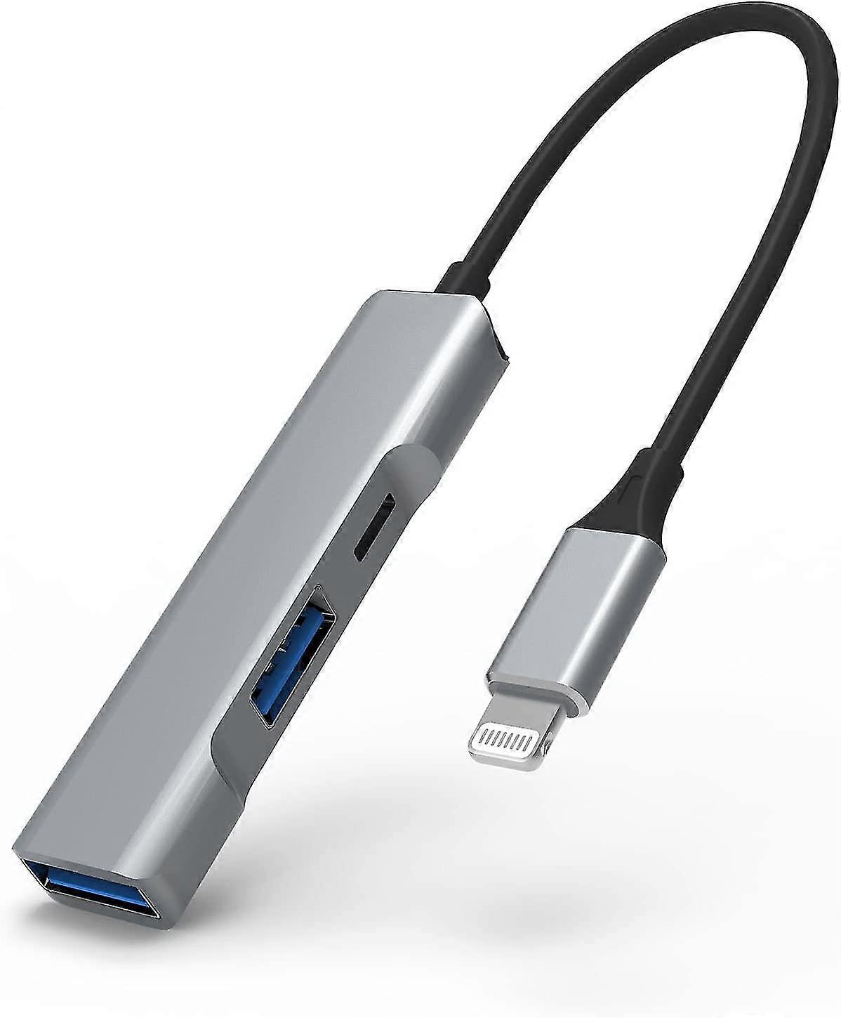 3-in-1 Lightning To Usb Otg Hub With 2 Usb 3.0 Port And Fast Charging Port For Iphone/ipad